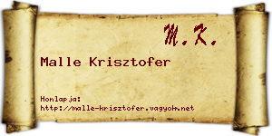 Malle Krisztofer névjegykártya